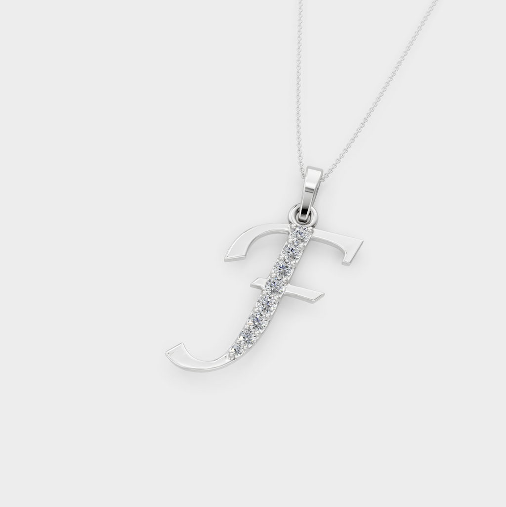 Letter F Gold Charm Necklace - Elani