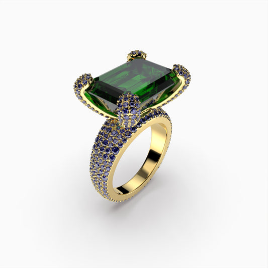 Natural Colombian Emerald Cocktail Ring - Peyton