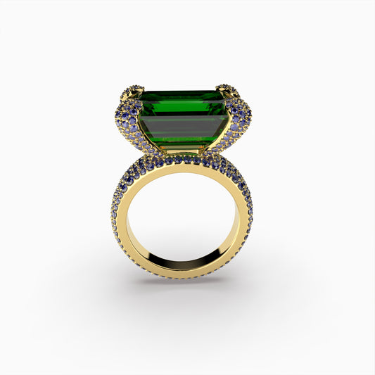 Natural Colombian Emerald Cocktail Ring - Peyton