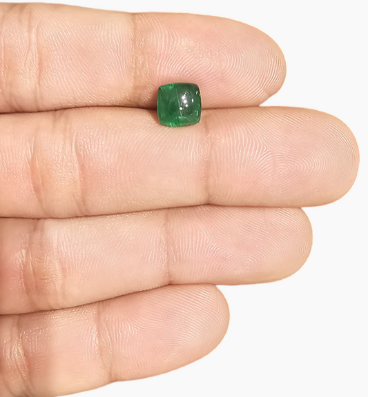 Natural Zambian Emerald Stone 2.21 Carat Sugarloof Shape Size 8.6x8.6mm