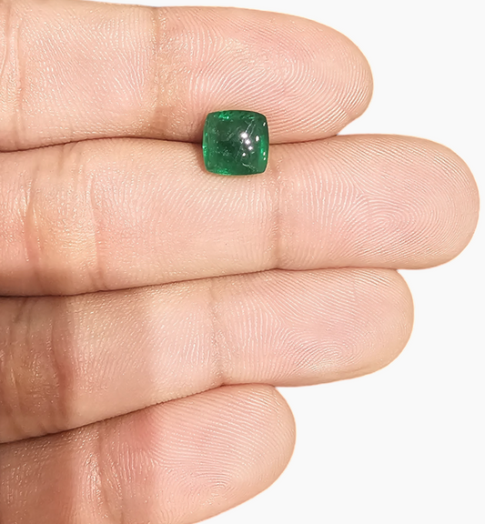 Natural Zambian Emerald Stone 3.11 Carat Sugarloof Shape Size 7.8x7.8mm