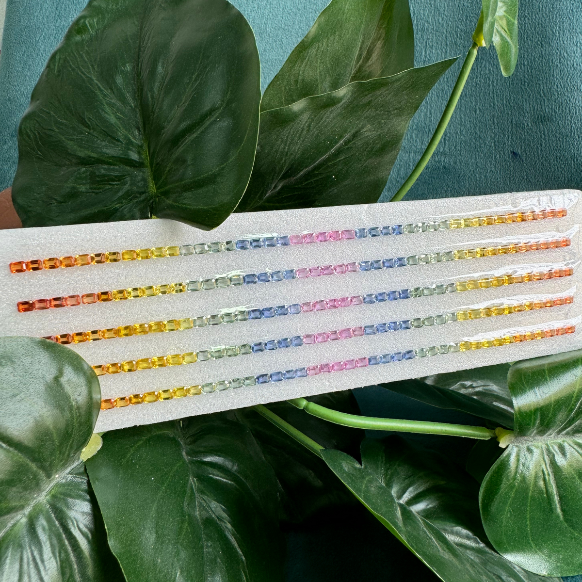 Loose Multi Color Sapphire Strips 4 x 3 Emerald Cut Shape for Jewellery