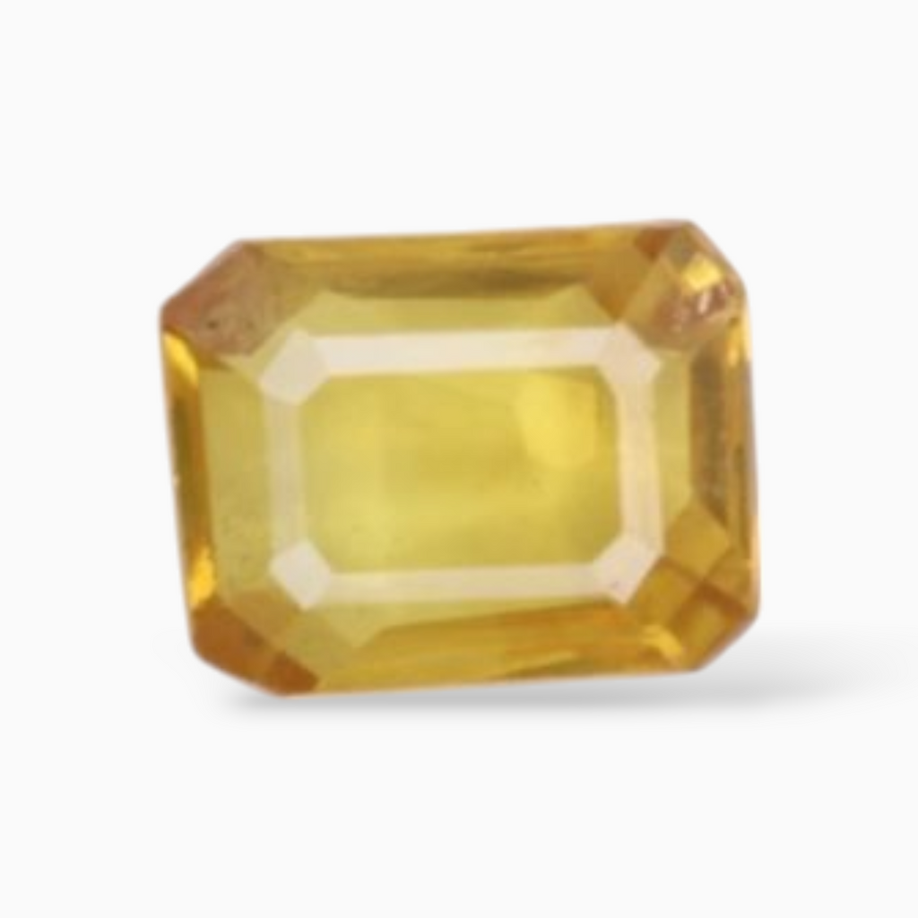 Emerald Cut Shape Yellow Sapphire Stone  in 0.34 Carats & 4.6x3.7mm Size