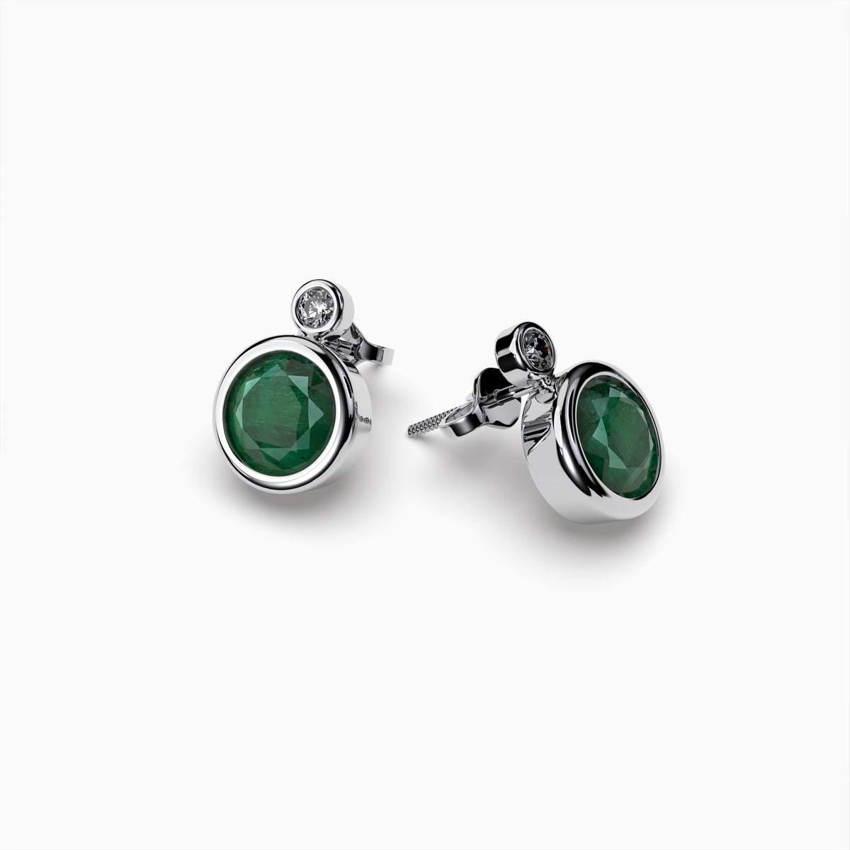 Natural Zambian Emerald Earring Studs - Madeline