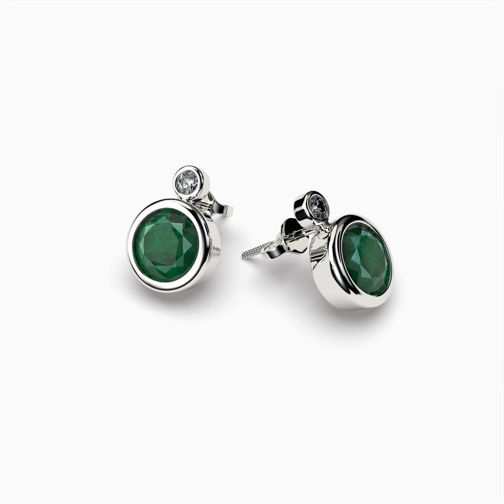Natural Zambian Emerald Earring Studs - Madeline