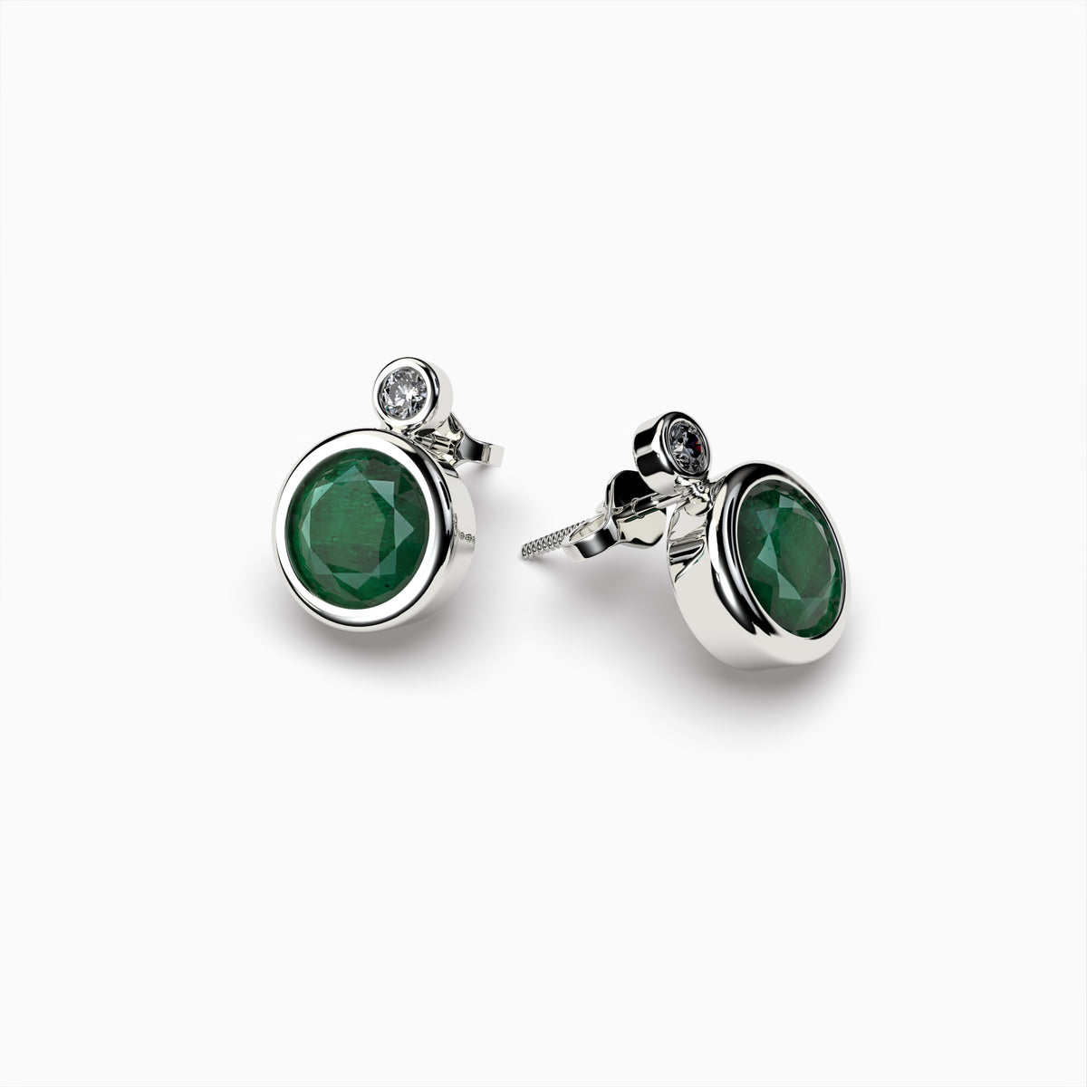 Natural Zambian Emerald Earring Studs - Madeline