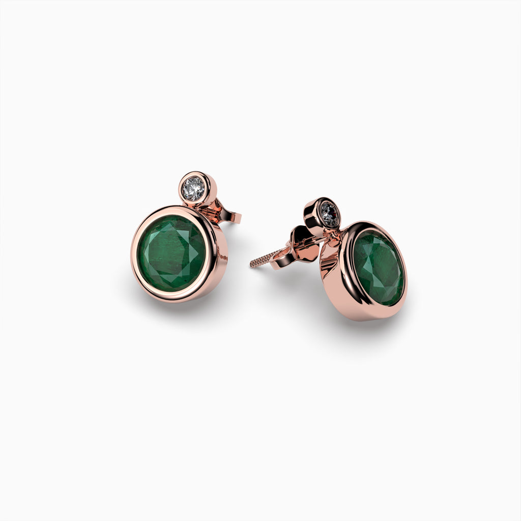 Natural Zambian Emerald Earring Studs - Madeline