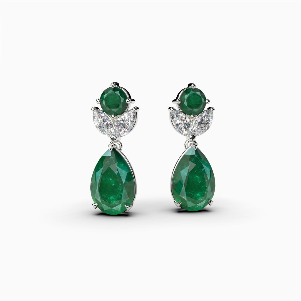Natural Russian Emerald Earring Drop Shape - Vivian