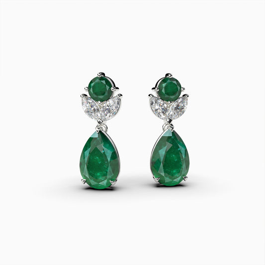 Natural Russian Emerald Earring Drop Shape - Vivian