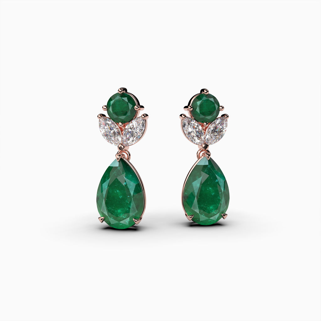 Natural Russian Emerald Earring Drop Shape - Vivian