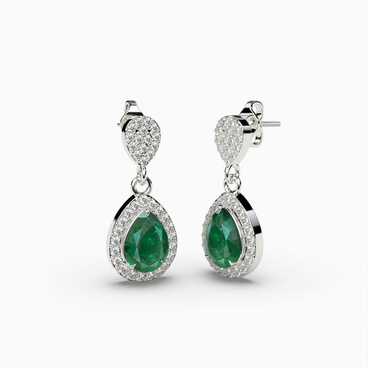 Emerald Earrings in Pear Shape  - Nevaeh