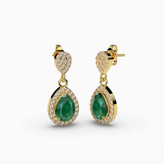 Colombian Emerald Earrings in Pear Shape  - Nevaeh