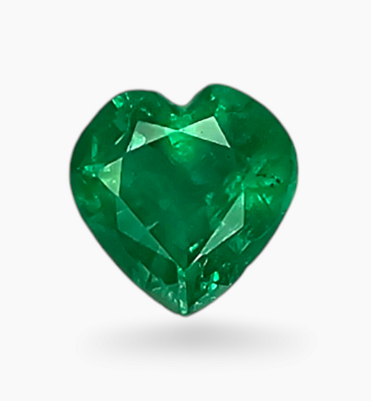 Natural Zambian Emerald Stone 1.18 Carats Heart Shape Size 7.3x7.4mm