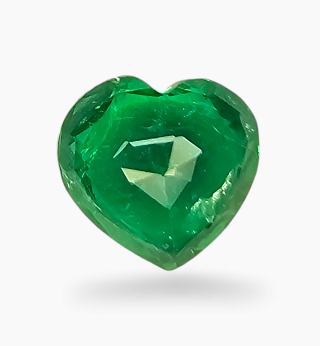 Natural Zambian Emerald Stone 1.48 Carats Heart Shape Size 7.5x8mm
