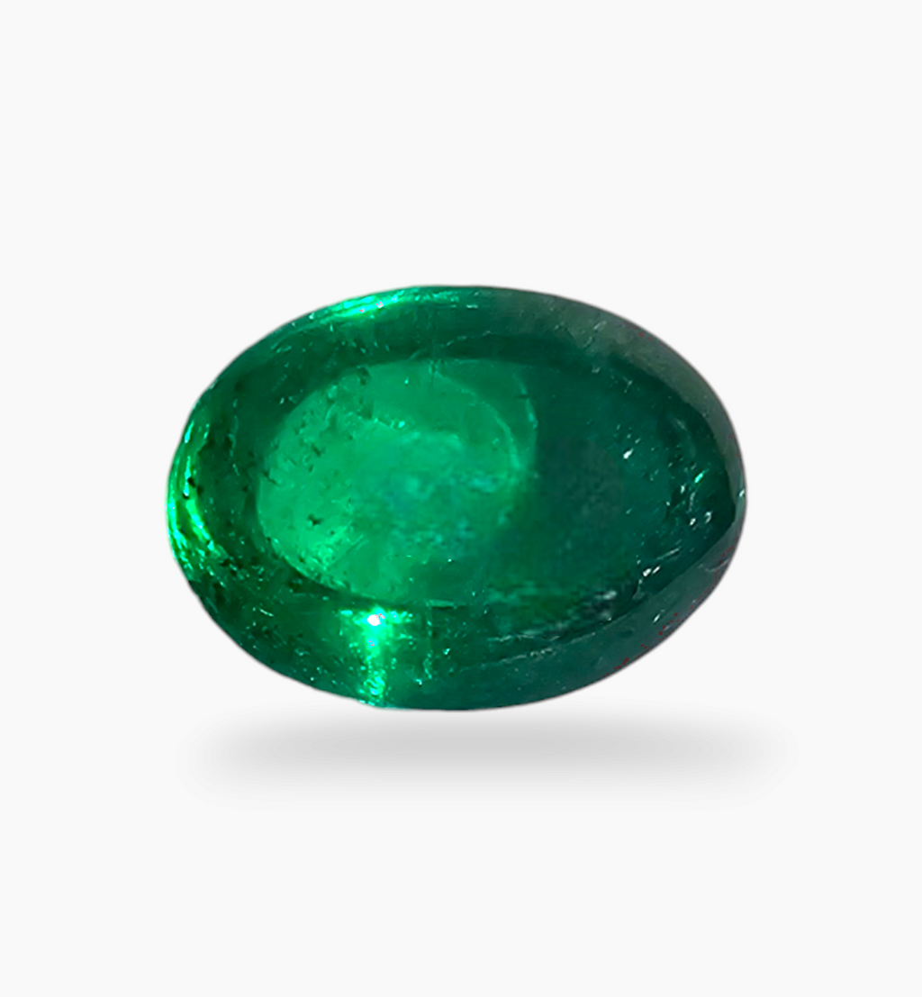Natural Zambian Emerald Stone 1.46  Carat Oval Cabochon Shape Size 8.6x6.3mm