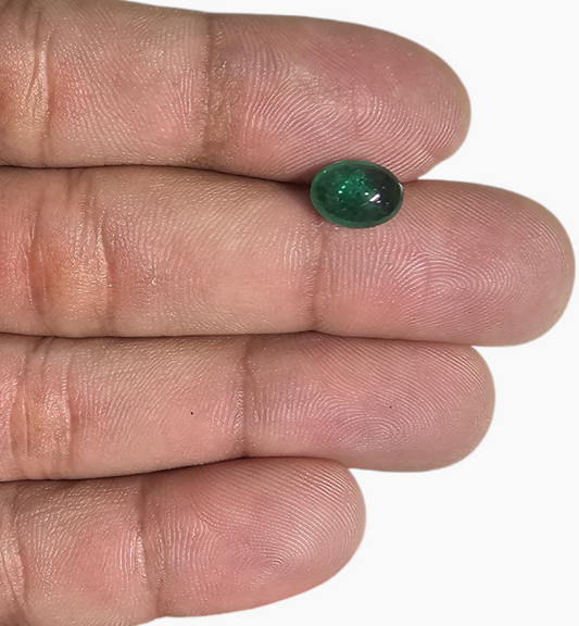 Natural Zambian Emerald Stone 1.88 Carat Oval Cabochon Shape Size 9x7mm