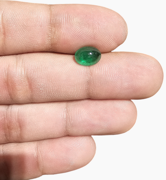 Natural Zambian Emerald Stone 2.02 Carat Oval Cabochon Shape Size 9x6.7mm