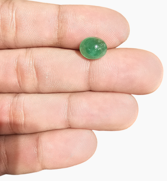 Natural Zambian Emerald Stone 3.45 Carat Oval Cabochon Shape Size 10x8.3mm