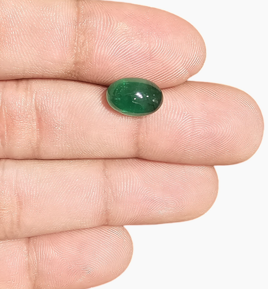 Natural Zambian Emerald Stone 3.69 Carat Oval Cabochon Shape Size 11.5x7.8mm