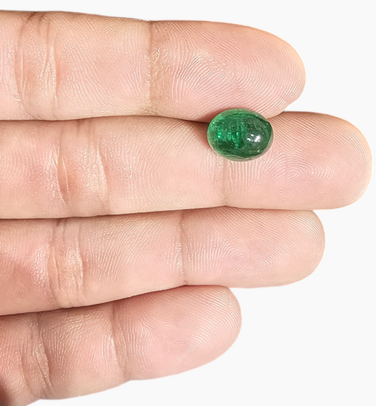 Natural Zambian Emerald Stone 4.40 Carat Oval Cabochon Shape Size 11x9mm