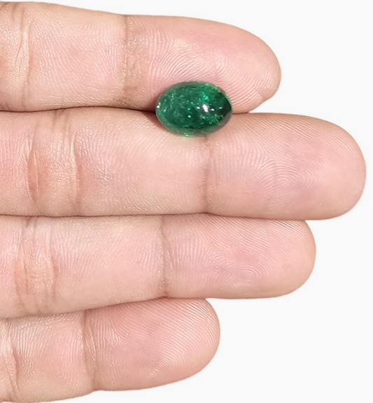 Natural Zambian Emerald Stone 5.54 Carat Oval Cabochon Shape Size 12.7x9.2mm