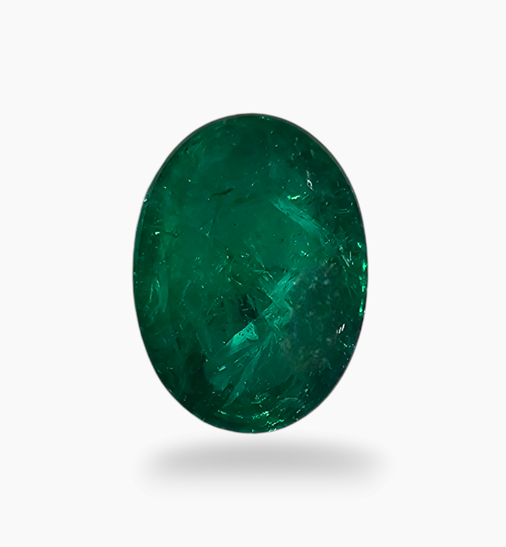 Natural Zambian Emerald Stone 5.54 Carat Oval Cabochon Shape Size 12.7x9.2mm