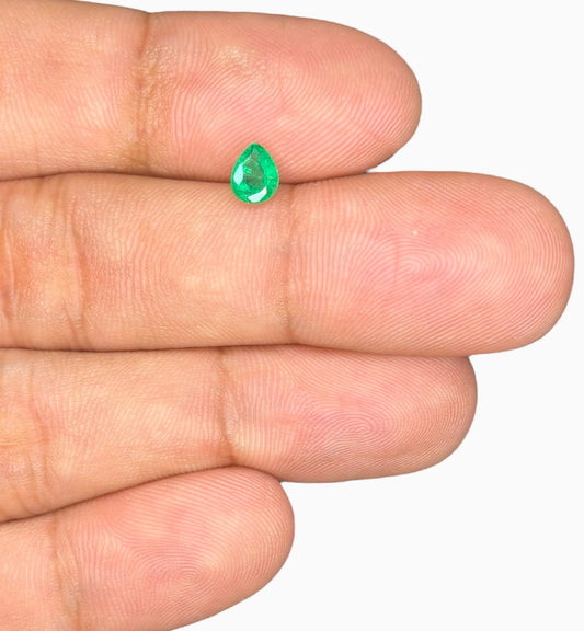 Natural Zambian Emerald Stone 0.51 Carat Pear Shape Size 5.7x4.5mm