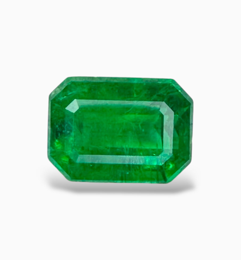 Emerald Stone 1.58  Carats 7.9 X 5.7 mm Emerald Cut From Zambia