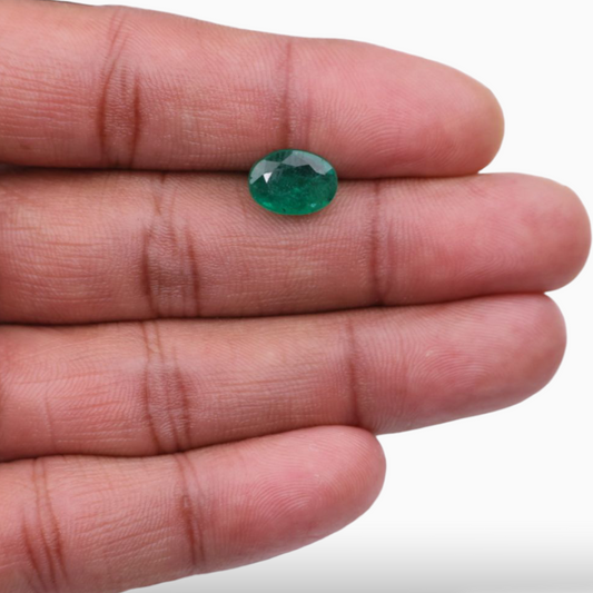 Buy Natural Green Emerald Stone Oval Shape 3.42 Carats 11x8mm Size