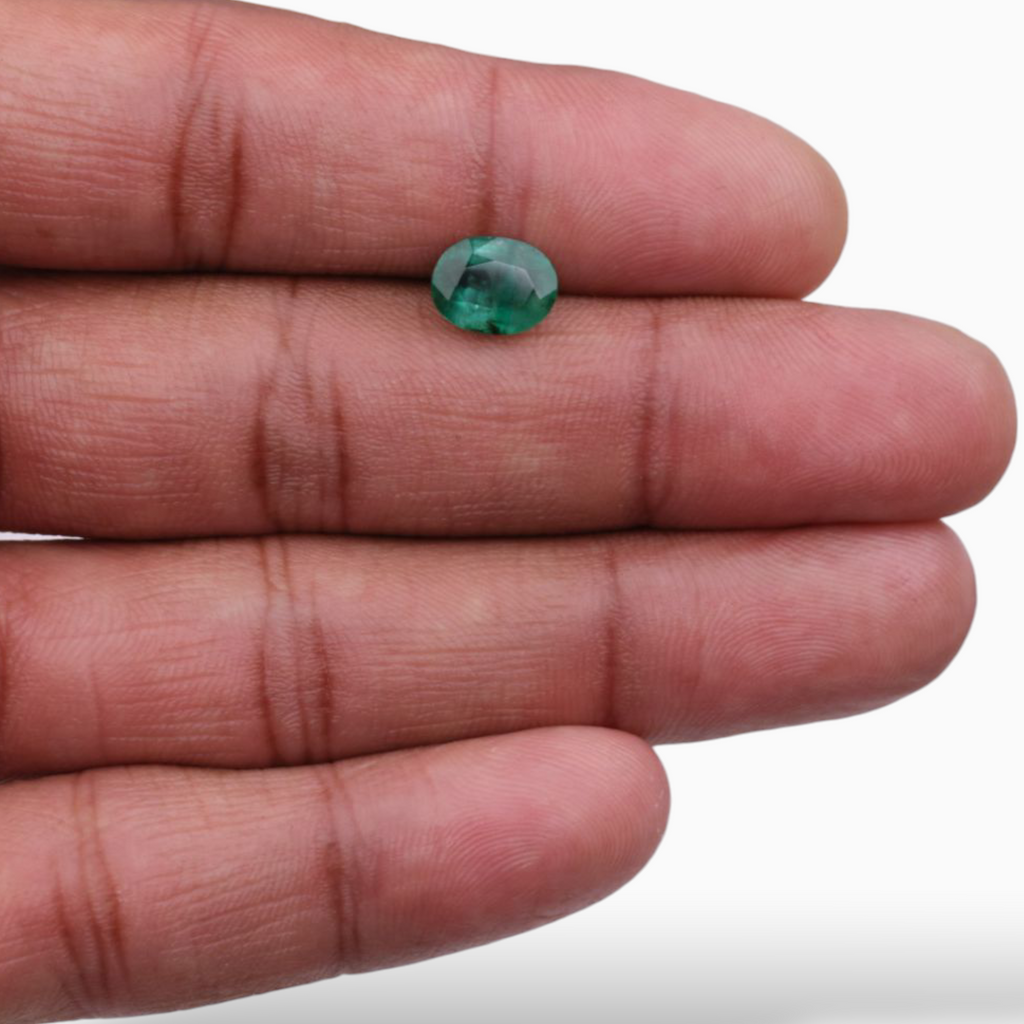 On Sale Zambian Green Emerald Gemstone In Oval Shape 1.97 Carats 9x7mm Size