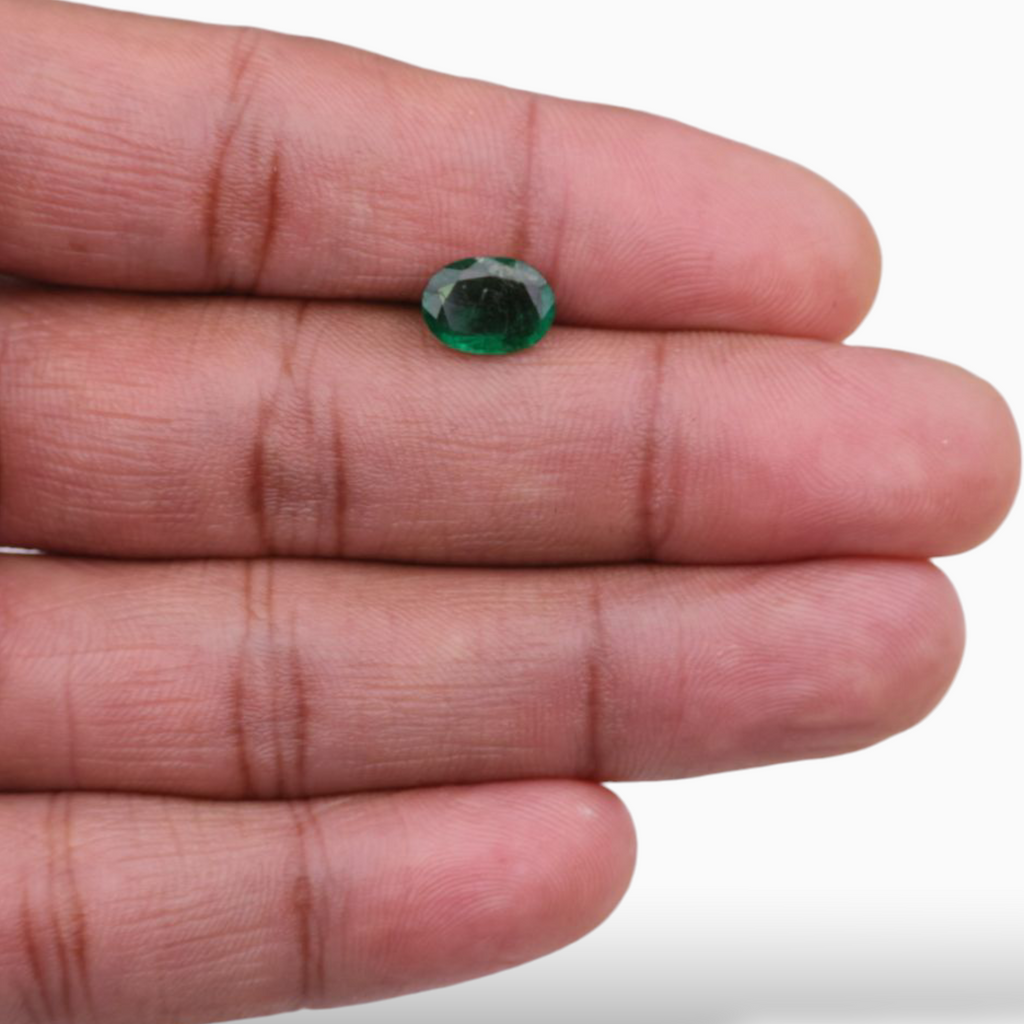 Buy Natural Zambian Emerald Stone For Sale Oval Shape 1.48 Carats 9.5x7mm Size