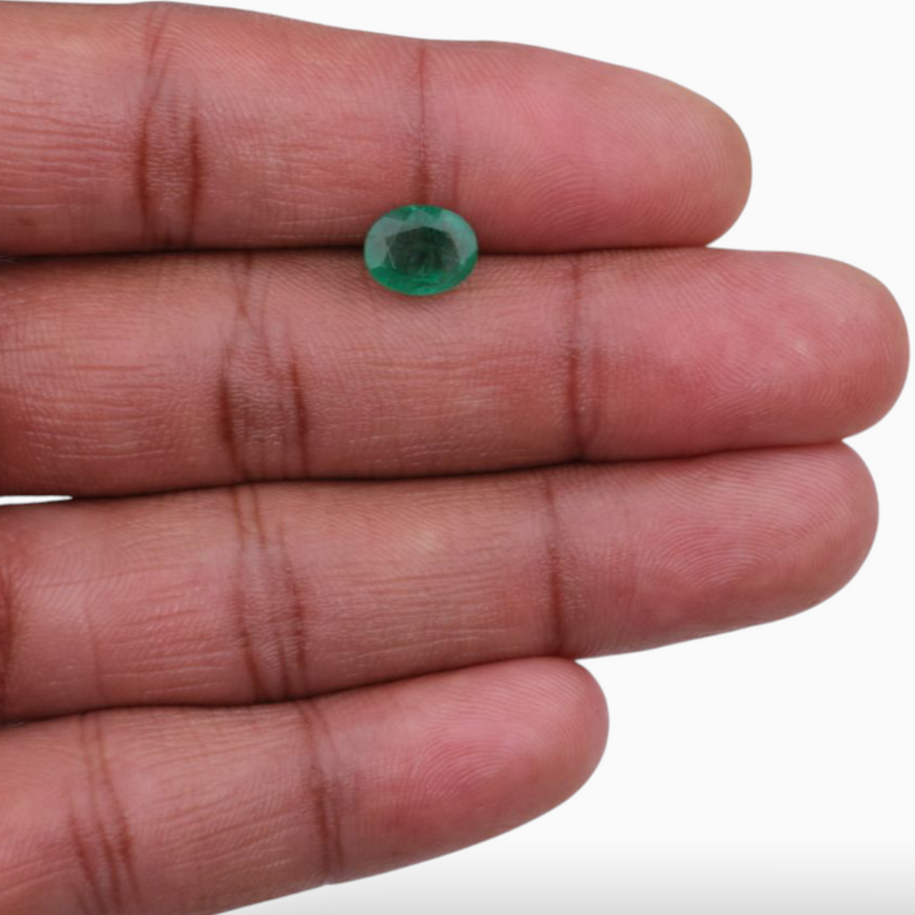 2.14 Carats Green Emerald Gemstone In Oval Shape & Size 9x7mm