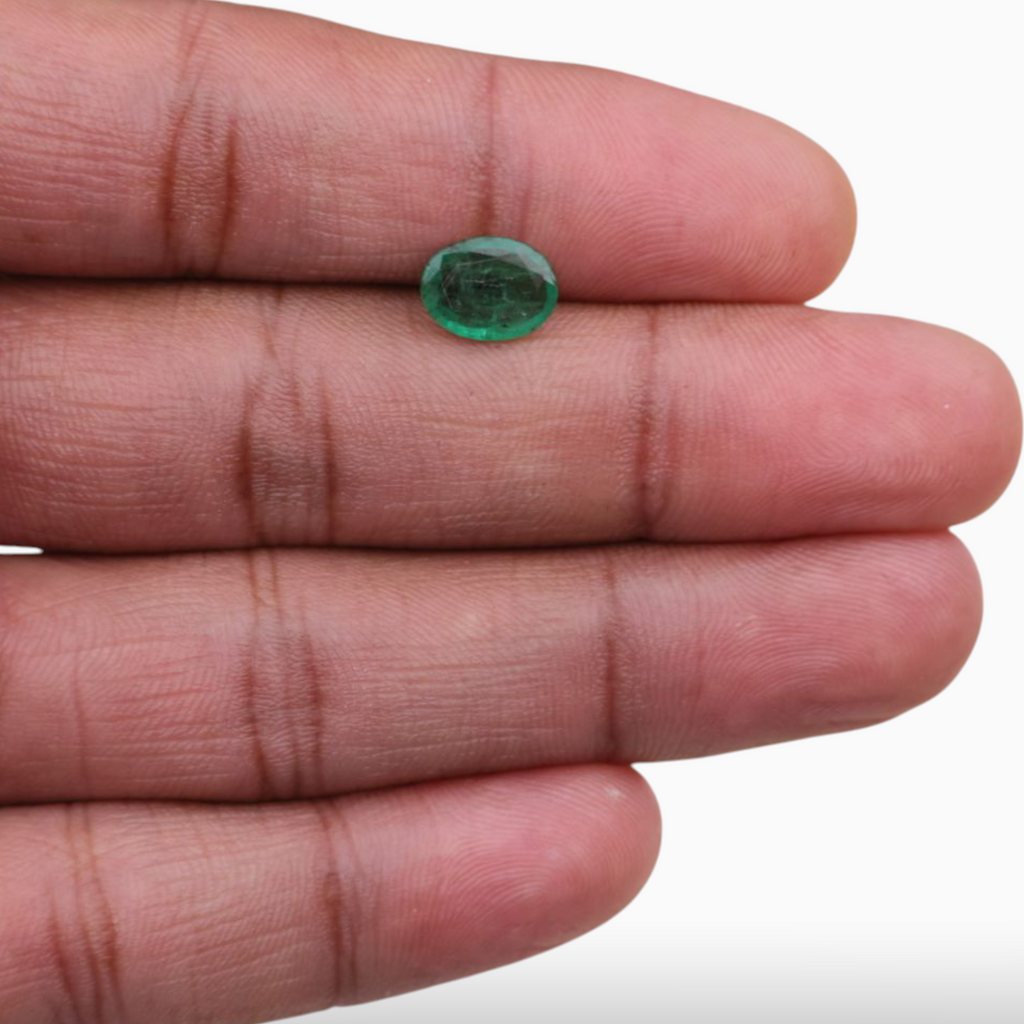 Genuine Zambian Emerald Stone For Sale Oval Shape 1.32 Carats 9.5x7.2mm Size