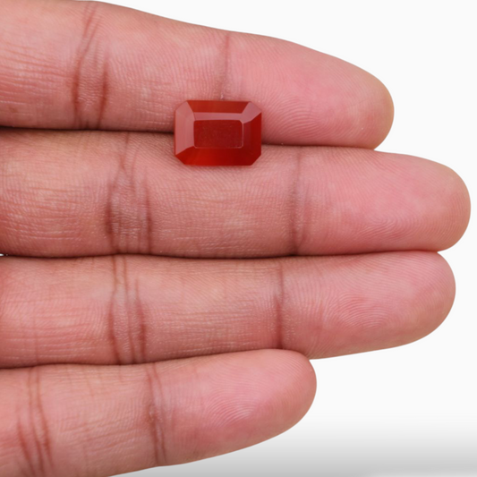 Natural Agate Aqeeq Stone 5.13 Carats Emerald Cut Shape ( 13X10 mm Size)