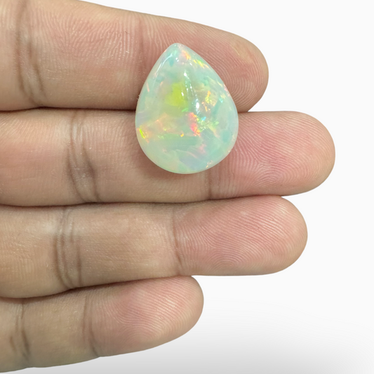 Ethopian White Opal Pear Cabochon 17.5 carat 20x16mm- Natural