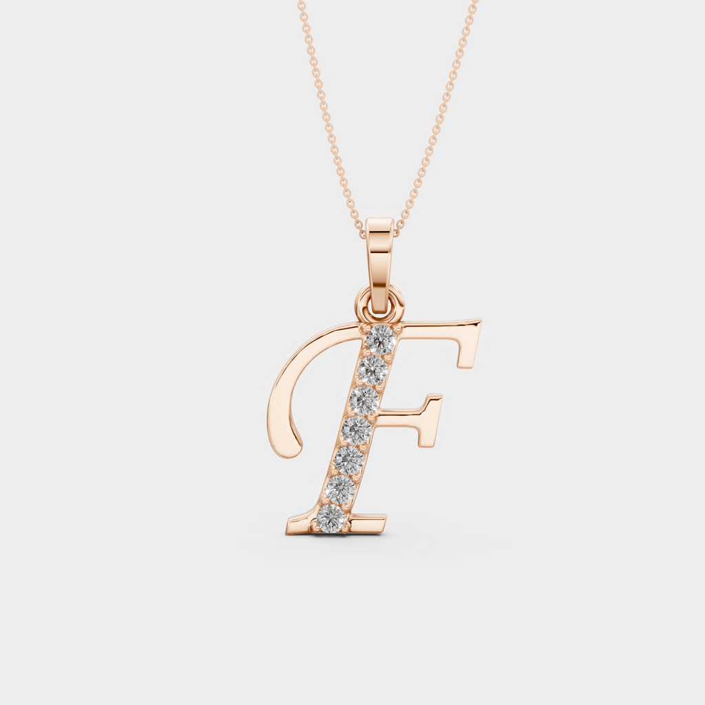 Letter F Gold Pendant Necklace - Arisbeth