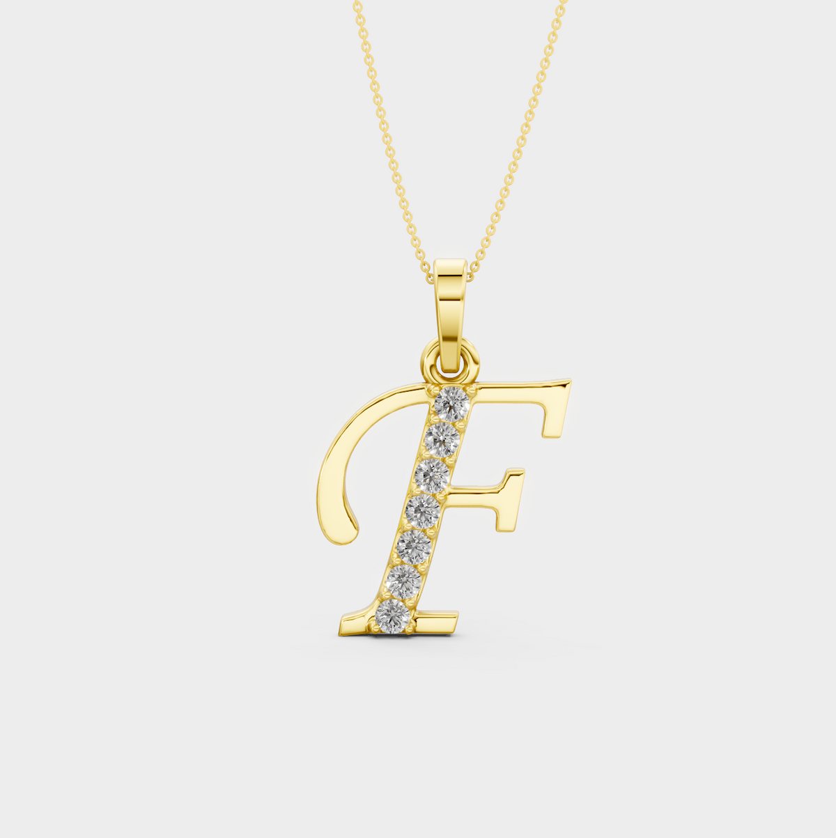 Letter F Gold Pendant Necklace - Arisbeth