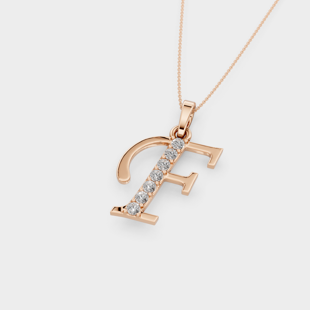 Letter F Gold Pendant Necklace - Arisbeth
