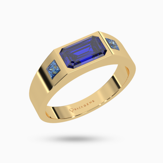 Blue Sapphire Ring  FarrokhzAd 18K Yellow Gold