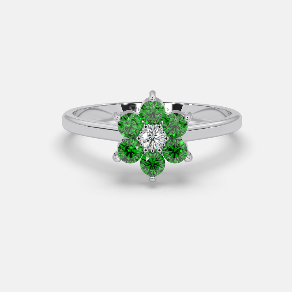 Fawziyya Emerald Ring 18k White Gold