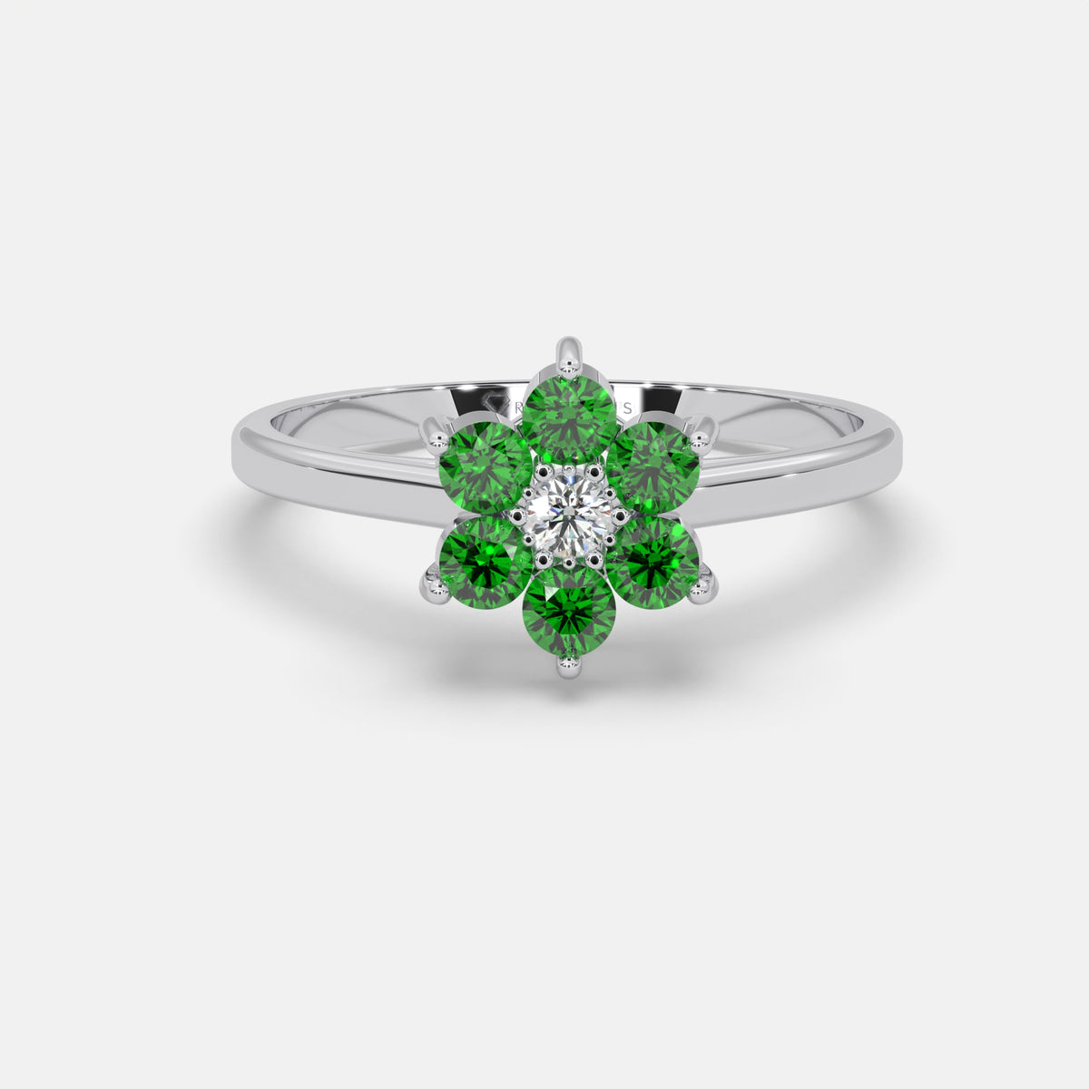 Fawziyya Emerald Ring 18k White Gold