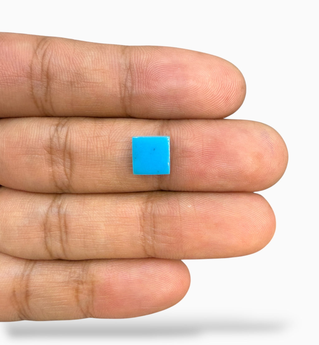 Feroza Stone Square Cut 2.27 Carats 8x8 mm DeepSkyBlue