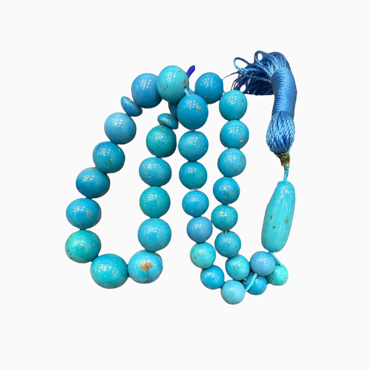 Feroza Stone Tasbeeh or Misbha Round Beads 6-9 mm 140 Carats