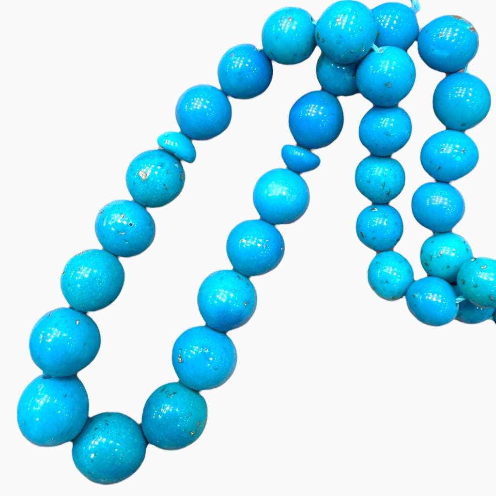 Feroza Stone Tasbeeh or Misbha Round Beads 6-9 mm 140 Carats