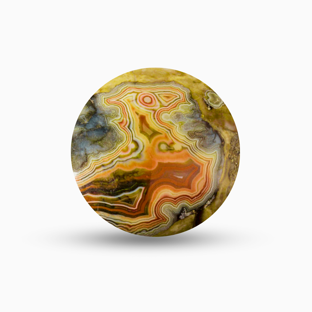 Natural Fortification Agate Stone Round Shape