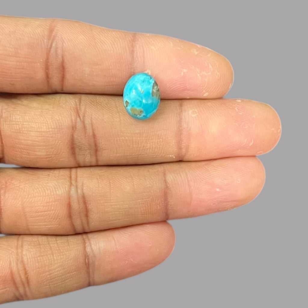 Genuine Turquoise Stones For Sale 3.82 Carats 12.1 x 9.5 x 5.2 mm in Oval
