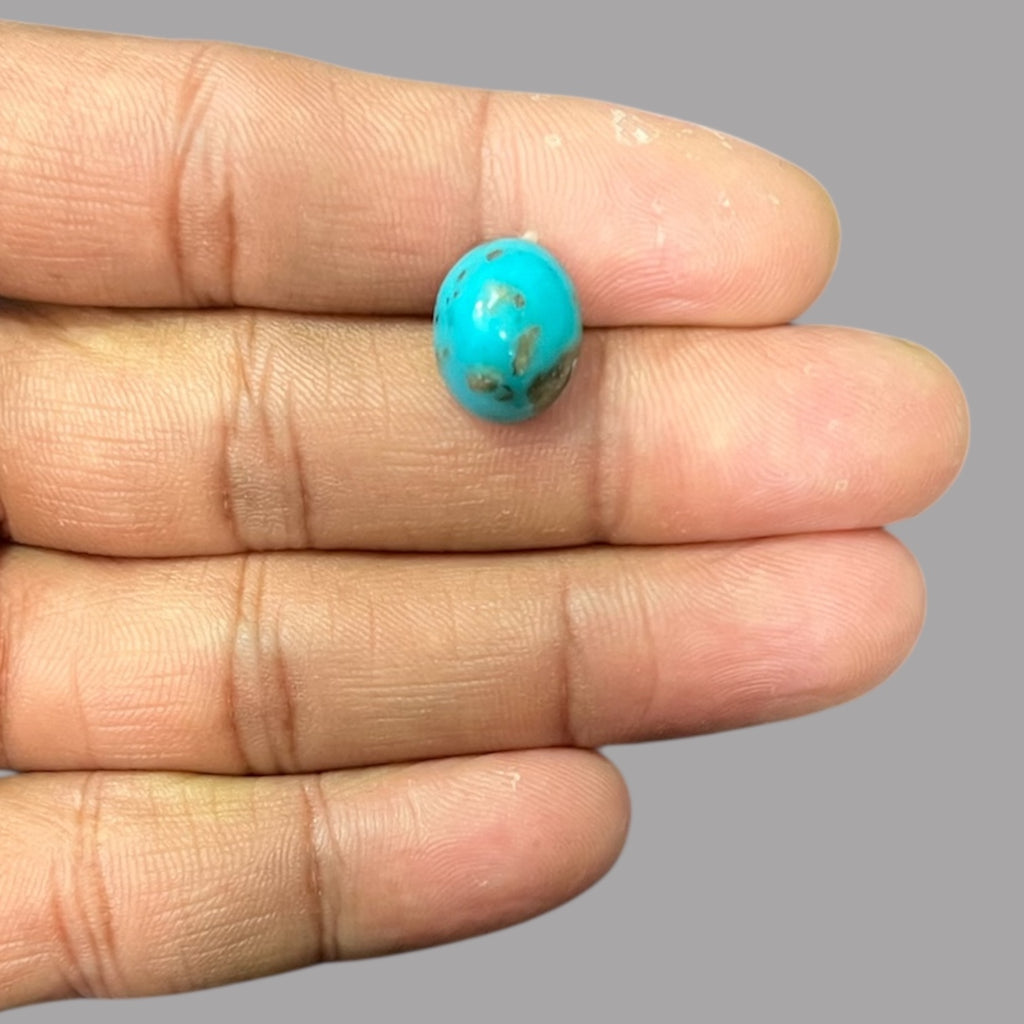 Genuine Turquoise Stones For Sale 6.03 Carats 13.5 x 11.2 x 7.5 mm in Oval
