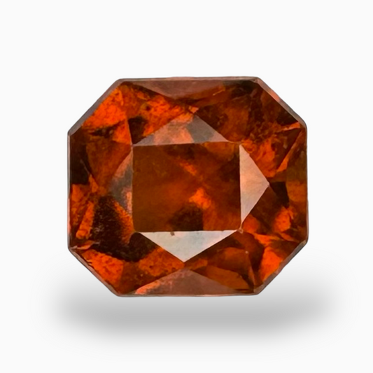 Gomed Stone  Hessonite Garnet- 3.87 Carats 9X9 mm Radiant Cut