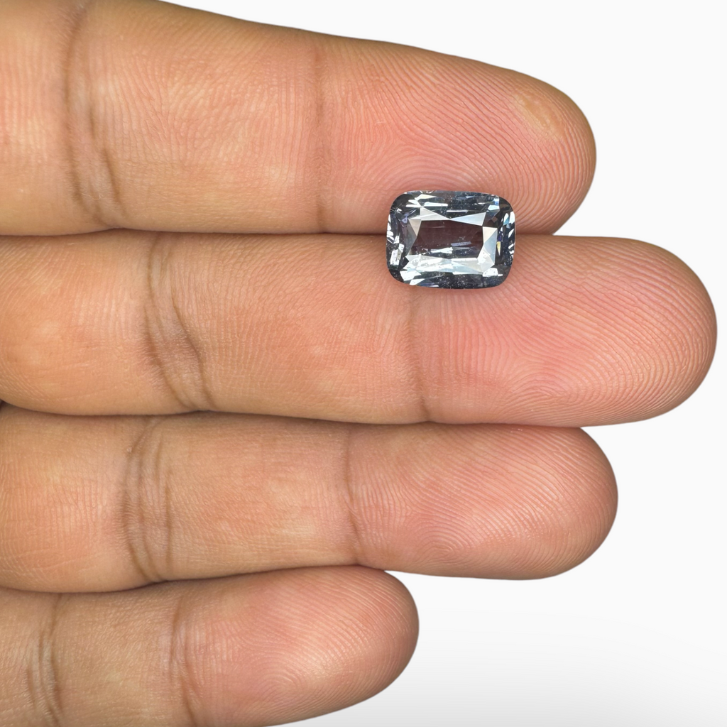 Gray Spinel Stone Cushion Cut 3.57 Carats 10x7.5 mm