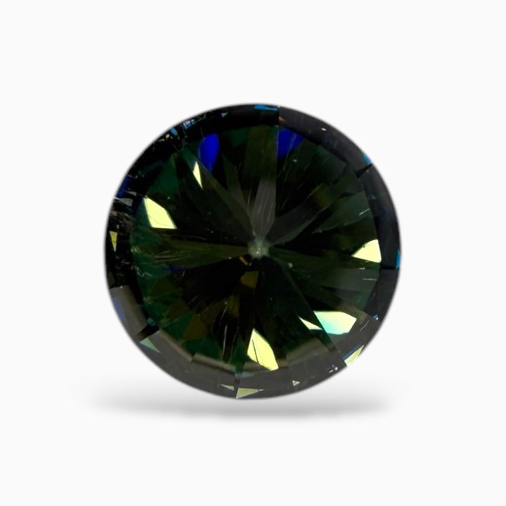 Green Moissanite Stone Round Cut 4.65 Carats 11 mm